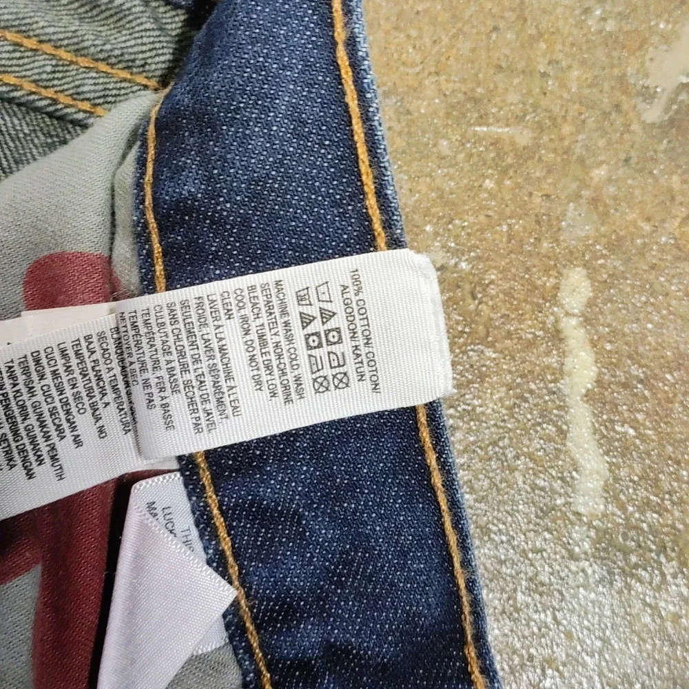 Lucky Brand 221 Original Straight Jeans 32x30 Mens Dark Distressed Wash Denim